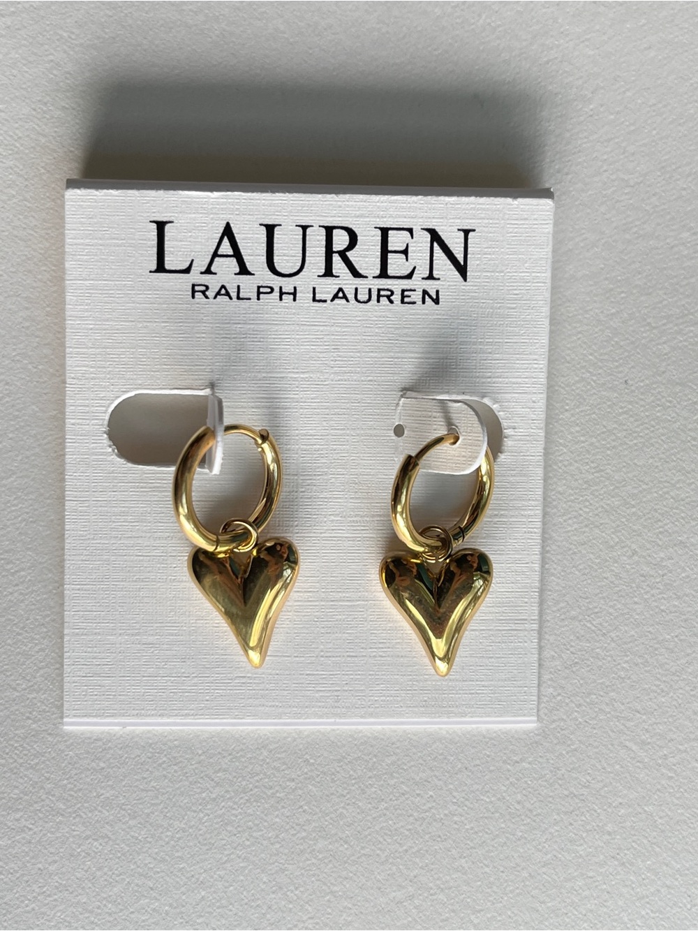Lauren Ralph Lauren Polished Gold Heart Hoop Earrings